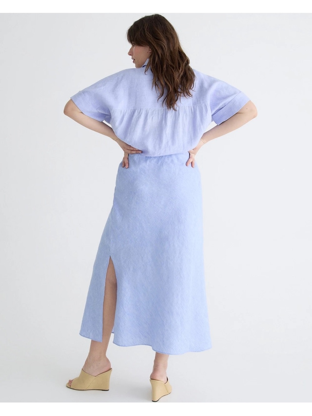 J.Crew Gwyneth Linen Slip Skirt Midi in French Blue - Picture 4 of 6